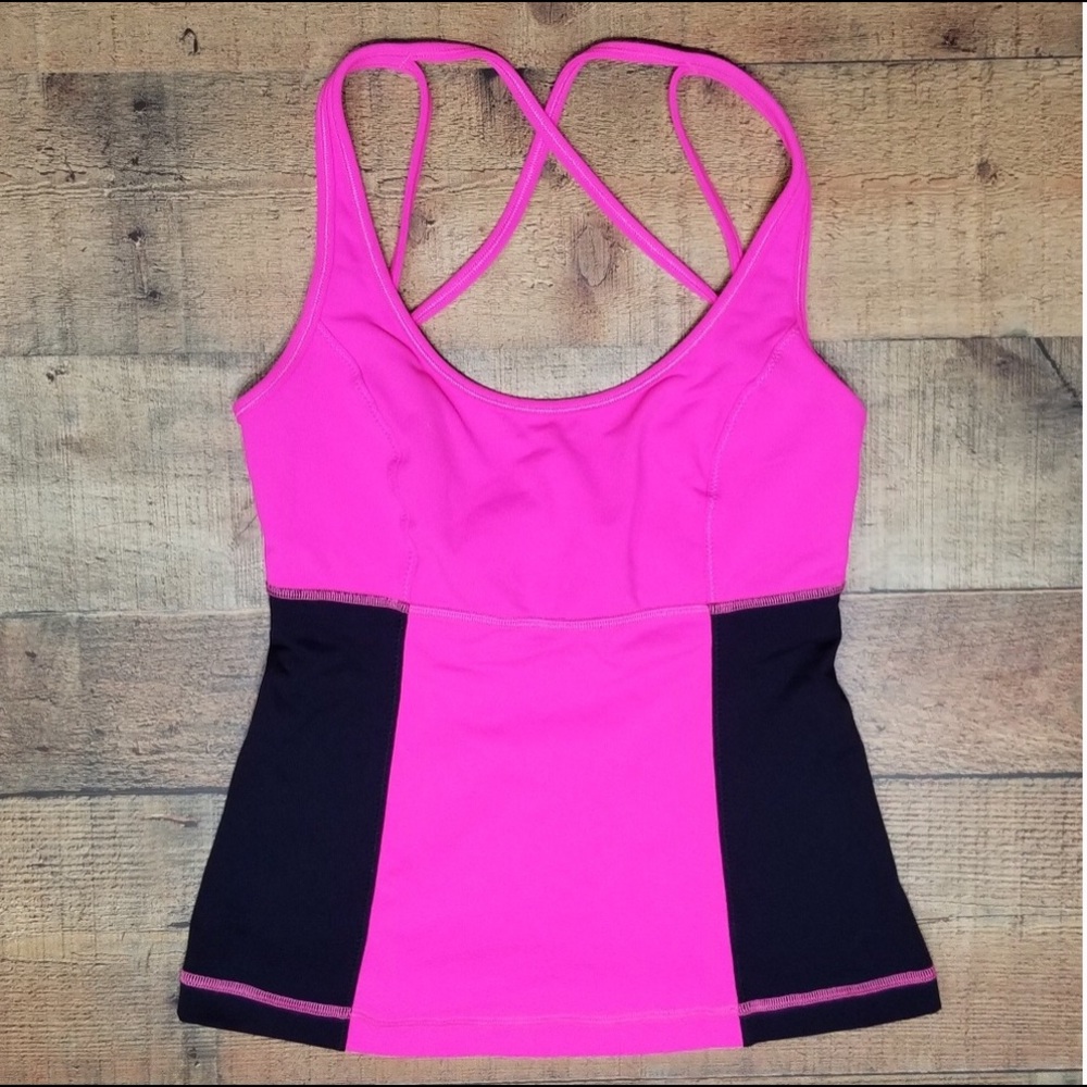 Lululemon pink and black crisscross straps